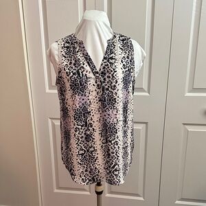 Adrianna Papell Black and White Patterned Blouse